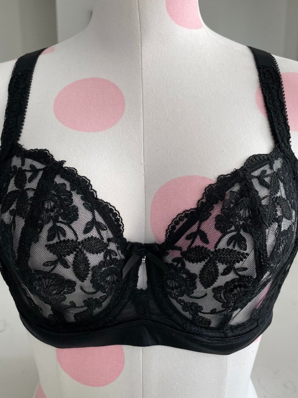 Fantasie Style ZZ2671 Underwire Unlined Full Cup Floral Lace Bra Black 32DDD